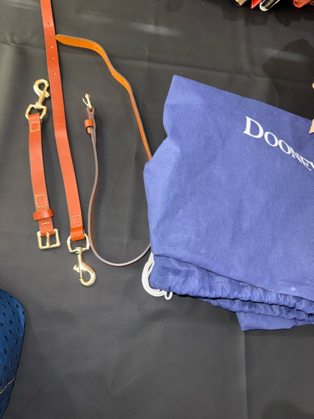 Dooney & Bourke Blue Ostrich-Embossed Large Barlow - Picture 8 of 13